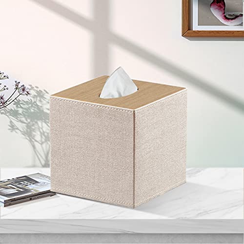 Square Tissue Box Cove,Cut Leather Tissues Cube Box Holder,Modern Facial Paper Organizer Storgage,Box Tissue Dispenser Decor Accessories for Bathroom Counter,NightStand,Coffee table,desk,Home,Office