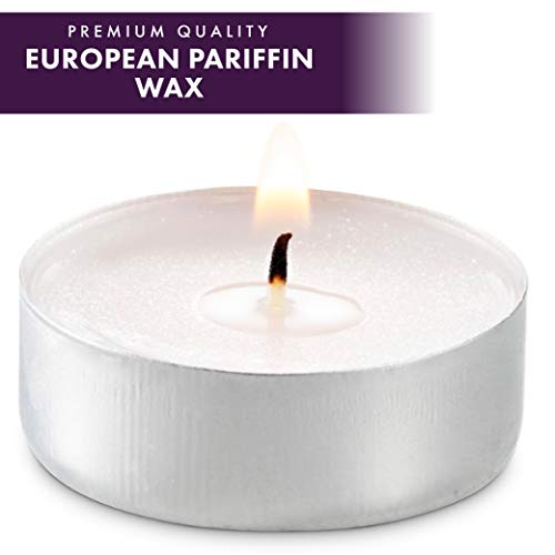 MontoPack Mini Tealight Candles in Bulk | 100 White, Small Votive Smokeless, Dripless & Long Lasting Paraffin Candles | for Home, Pool, Shabbat, Weddings & Emergencies, Unscented