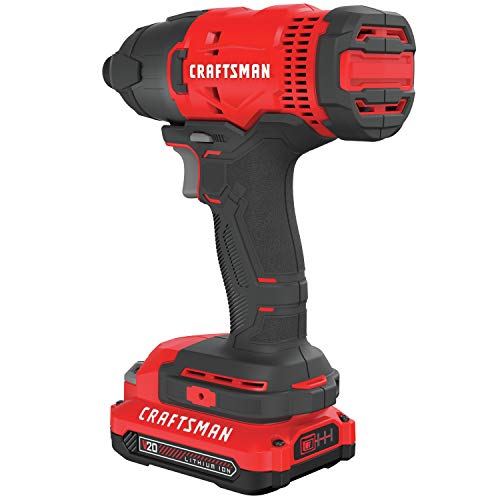 CRAFTSMAN 20V MAX Impact Driver Kit, 1/4 Inch, 2,800 RPM, LED Work light, Battery and Charger Included (CMCF800C1)