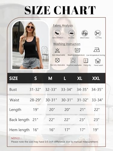Air Curvey 3 Pcs Tank Tops for Women Sleeveless Top Basic Layering Tanks Undershirt Black White Pink M