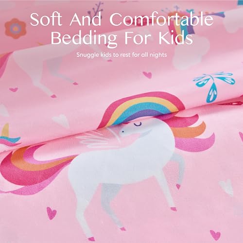 Joiedomi Kids Twin Sheet Set Unicorn - 3 Piece Soft Microfiber Bed Sheets - Deep Pocket Wrinkle Free - Cozy Toddler Bedding Set - Fade Resistant Breathable for Boys Girls Teens