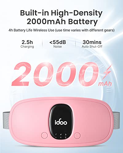 iDOO Heating Pad for Period Cramps, FSA HSA Eligible, Portable Cordless Back Belly Heat Pad for Menstrual Cramp Relief, Christmas Gifts for Women and Girl, Electric Period Heating Belt, Pink