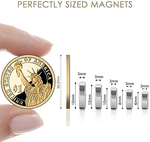DIYMAG Refrigerator Magnets 80PCS, 5 Different Size, Small Round Disc Cylinder Magnets for Whiteboard, Hobbies, Dry Erase Board and Office Magnets