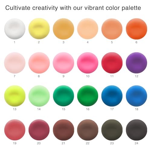 Air Dry Clay 24 Colors, Soft & Ultra Light, Modeling Clay for Kids with Accessories, Tools and Tutorials