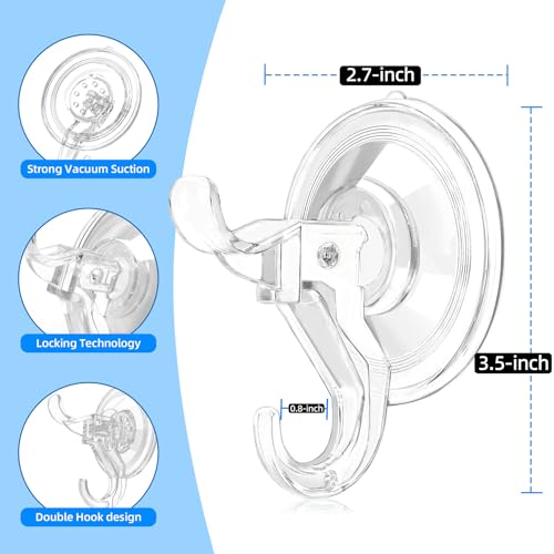 ANDGOO Suction Cup Hooks, 10 Pack Strong Vacuum Suction Cup for Shower Removable Wall Suction Cup Hangers for Bathroom, Kitchen Suction Holder for Window Glass, Door (Black)