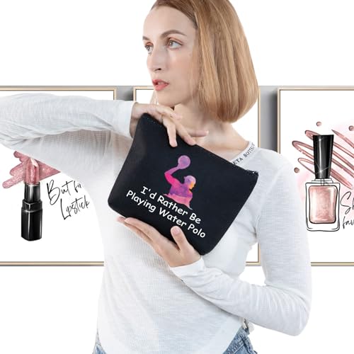 G2TUP Water Polo Player Coach Gifts Water Polo Cosmetic Bag I'd Rather Be Playing Water Polo Player Fan Team Gift (Water Polo black)