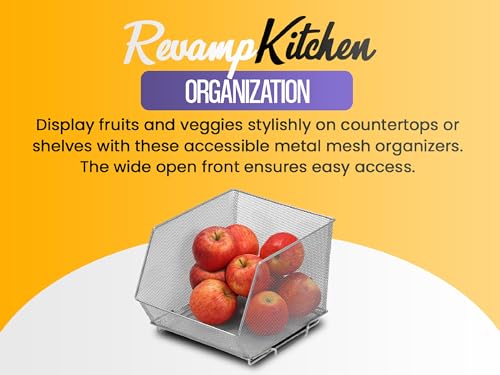 YBM Home Kitchen Pantry Organizer Wire Basket for Shelves, Cabinets, Pantry, Countertop, Mesh Open Storage Bin Metal Basket for Organizing Food Supplies 10” x 9” x 6” Pack of 1, Silver