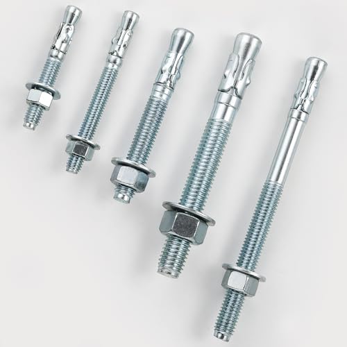 Wensilon 1/4x3 10Pcs Inch Standard Fasteners for Heavy-Duty Zinc Wedge Anchors for Cement and Concrete
