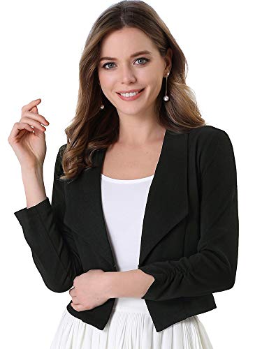 Allegra K Women's Notched Lapel Ruched Sleeve Jackets Business Cropped Blazer Small Purple Berry