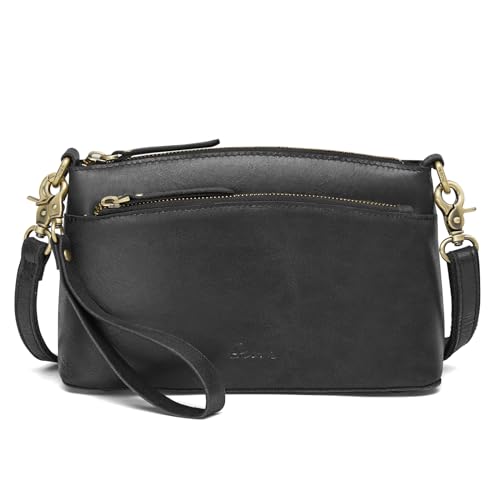 S-ZONE Small Genuine Leather Crossbody Bags for Women Purse and Handbag Wristlet