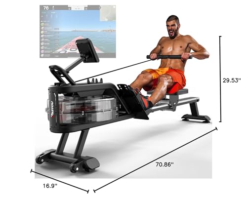 PASYOU Rowing Machines for Home - Row Machine for Cardio Training, Water Rowing Machines with Dedicated Monitor & Bluetooth, 350LBS Weight Capacity