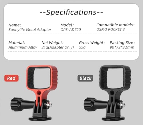 LIBOQIAO Expanding Mount Holder for DJI Osmo Pocket 3, Metal Expansion Bracket Frame for Pocket 3 Camera Adapter Mount Metal Adapter Bracket, Osmo Pocket 3 Accessories (Black)