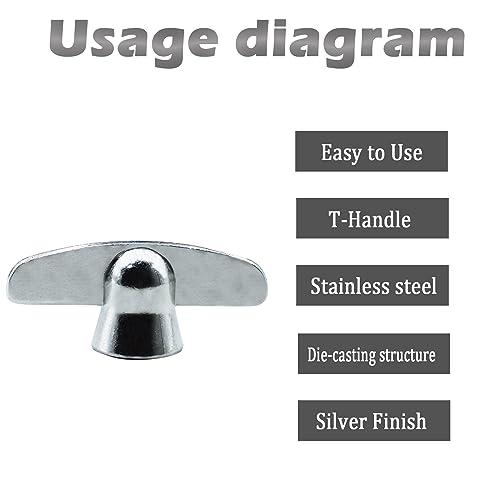 Follde Pella Window T-Crank, T-Crank Window Handle, 3/8" Spline Size (2 Pack) (Champagne)
