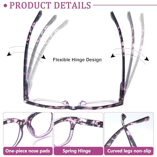 fadbon 4 Pack Progressive Multifocus Reading Glasses for Women Blue Light Blocking Multifocal Readers with Spring Hinge (Mix Color, 1.00, x)