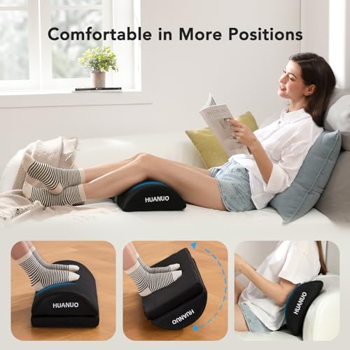 HUANUO Foot Rest for Under Desk at Work, Adjustable Footrest with 2 Height Options, Memory Foam Foot Stool for Under Desk, Foot Rest for Office, Home, Airplane, Travel - Office Accessories for PC