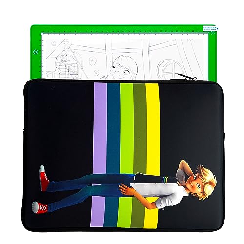 Miraculous Ladybug Portable LED A4 Light Pad Drawing Kit with Neoprene Case - Ultra-Thin USB Tracing Pad, Adjustable Light Box & 5 Coloring Pages - Art, Sketching, Tracing Tool (Cat Noir)