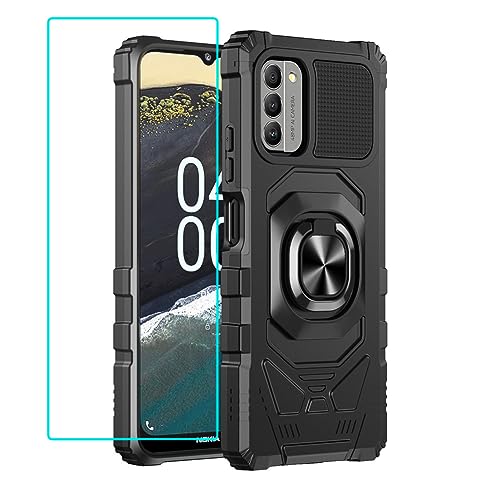 for Nokia G310 5G Case with 1 Pack Screen Protector,Dual Layer Hybrid Heavy Duty Defender Protection,Sleek Rugged Reinforced Cushion Corner Kickstand Shockproof Bumper Cover for Nokia G310 Black