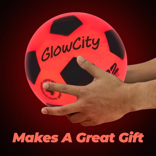 GlowCity Light Up Soccer Ball, Glow in The Dark Ball, Size 4 LED Glow Soccer Ball, Impact Activated, Durable for Outdoor Play, Great Birthday for Boys, Girls & Teens Ages 8-12+