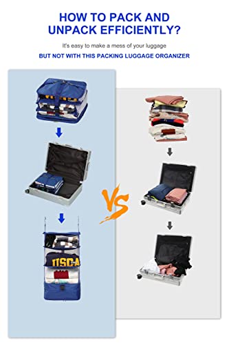 ELEZAY Hanging Packing Cubes Portable Travel Closet Collapsible Compression Clothes Organizer with Built in Shelves for Carry-on Luggage Suitcase Wardrobe Large_11.8 * 11.8 * 24 in, Beige