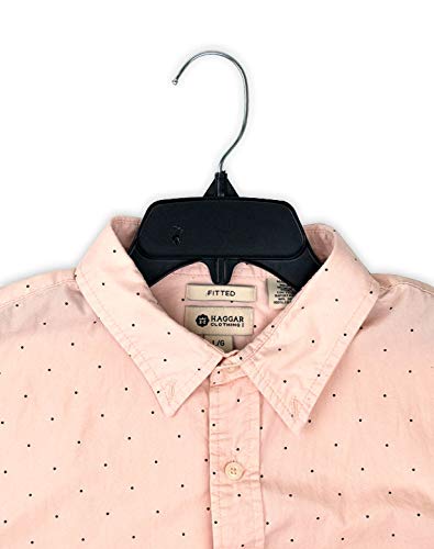 HangOn Shirt Hangers Recycled Plastic with Notches, Black, 17 Inch Pack of 25