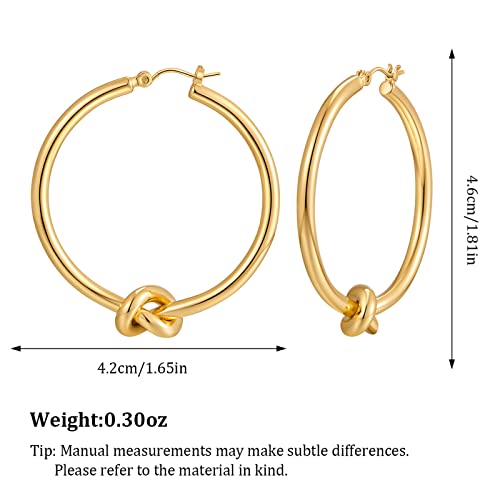 Large Gold Knot Hoop Earrings for Women Statement 18K Gold Hoop Earrings Lightweight Hoops Trendy Gold Hoops Earrings Fashion Jewelry