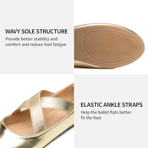 Trary Ballet Flats for Women, Ballet Shoes, Women Ballet Flats with Arch Support, Wide Width Women's Flats, Black Flats with Ankle Strap, Round Toe Mary Jane Shoes Women, Ballet Flats, Strappy Flats