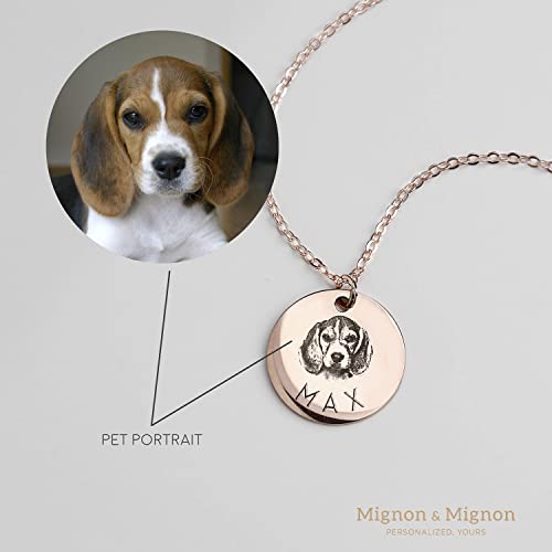 MignonandMignon Personalized Dog Necklace for Women Memorial Gifts for Mom Pet Portrait Custom Cat Name Unique Animal Picture Mother's Day Gift -LCN-AP (Gold)