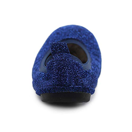 Ollio Women's Shoes Glitter Slip On Comfort Basic Ballet Flats F118 (6 B(M) US, Deep Blue)