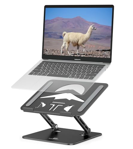 ToBeoneer Laptop Stand for Desk, Adjustable Laptop Stand, Foldable Laptop Riser Portable Computer Stand Compatible with MacBook Air/Pro, Dell XPS, Lenovo, HP and All Laptops up to 15.6 inches (Black)