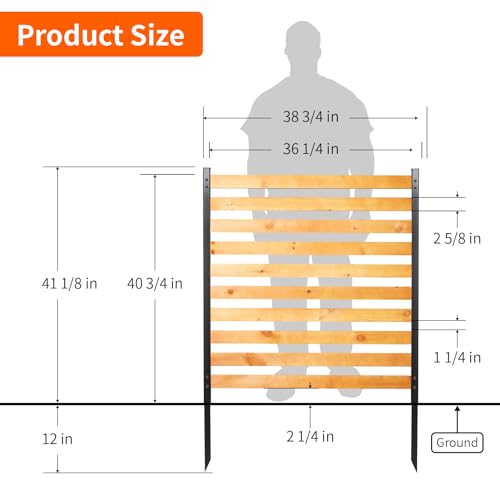 Svarog Air Conditioner Fence,Wood Fence Panels for Outside Units,Privacy Screen Fence Panels Slatted No-Dig Kit Fence Panels for Pool Equipment Enclosure Trash Can Fence Screen,38" W x 42" H,2 Panels