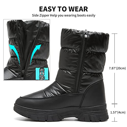 FRACORA Womens Winter Snow Boots Fur Lined Mid Calf Boots Warm Slip On Boots for Women(US6, White)
