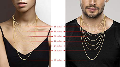 Miabella Italian Solid 18K Gold Over 925 Sterling Silver 2mm, 3mm Diamond-Cut Braided Rope Chain Necklace for Men Women, Made in Italy (2mm, Length 16 Inches)