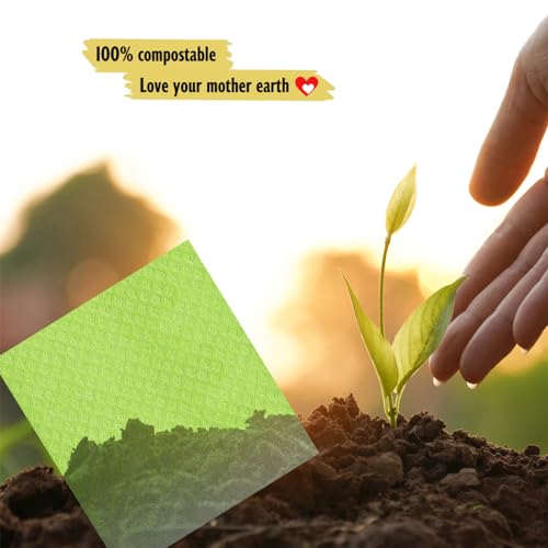 MoLKENE Swedish Dishcloths for Kitchen | 6 Pack Absorbent Cellulose Sponge Cloths Washable | Non-Scratch Reusable Paper Towels Quick Drying Cleaning Cloths - Green