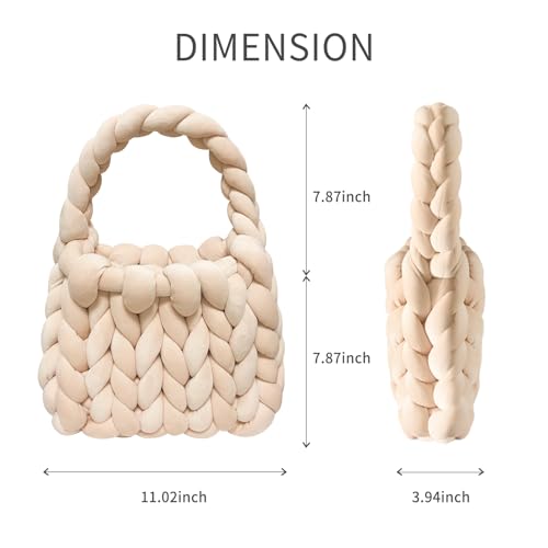 WKLOUYHE Woven Bags for Women Woven Handbag Handmade Totes Shoulder Bag Trendy Purse Gift for Women Beige