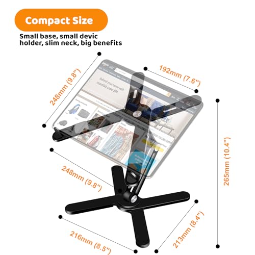 Moallia Laptop Stand with 360 Rotating Base, Computer Notebook Laptop Riser Metal Holder for Desk Collaborative Work, Fully Foldable for Easy Storage, Fits All MacBook, Laptops up to 16 inches, Black