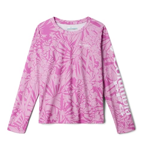 Columbia Youth Girls Super Tidal Long Sleeve, Bright Lavender Tropictones, X-Large