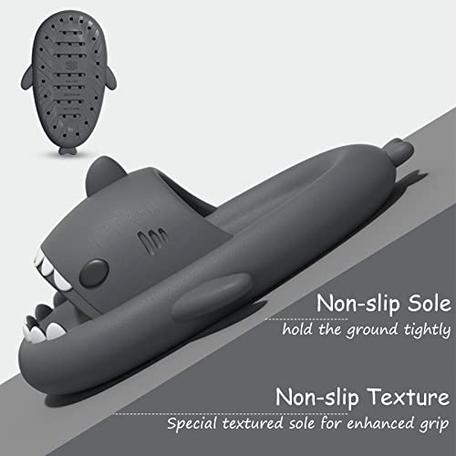 rosyclo Shark Slides for Women and Men, Cute Cloudy Shark Slippers Adult Summer Soft Lightweight Anti-Slip Thick Sole Open Toe Beach House Baby Cloud Cushion Pillow Slide Sandals for Indoor & Outdoor,