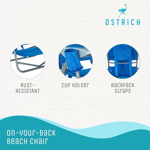 Ostrich Deluxe On Your Back Backpack Beach Chair with Face Hole - Portable Lounge Chair - Heavy Duty Tanning Chair - Face Down Reading (White)