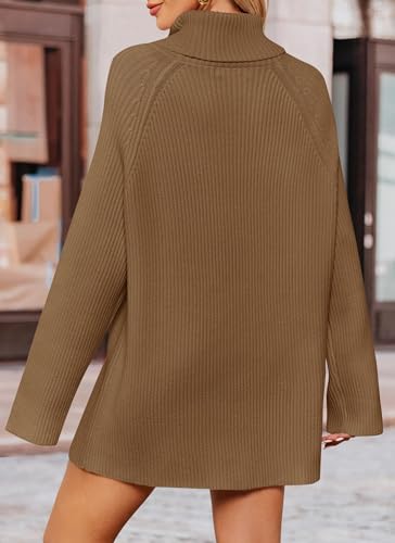 ZESICA Women's 2024 Winter Sweaters Oversized Turtleneck Long Sleeve Chunky Knitted Pullover Sweater Jumper Tops,Turquoise,Medium