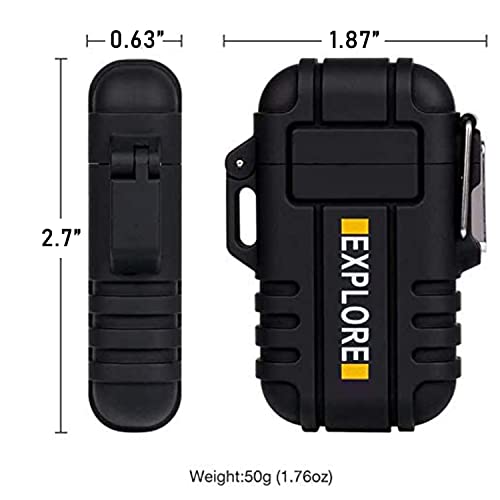 LcFun Electric Lighter, Plasma Lighter Waterproof Arc Lighter Windproof USB Lighter Rechargeable with Emergency Whistle for Hiking, Camping, Adventure, Outdoor, Survival, Tactical, EDC Gear (Black)