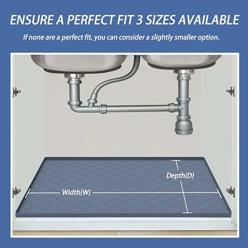 URMONA Under Sink Mat for Kitchen Waterproof, 34" x 22" Silicone Under Sink Mat for Shelf Liner Organizer, Cabinet Sink Protector Under Sink Liner for Bottom Kitchen, Bathroom(Black)