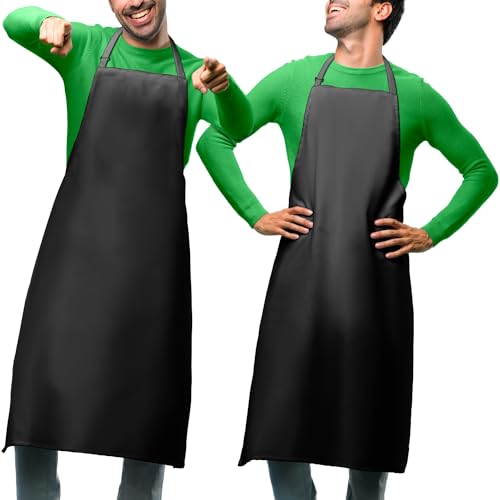 GREEN LIFESTYLE 3 Pack Server Aprons with 3 Pockets - Waist Apron, Waitress Apron for Women and Man, Water Resistant with Long Waist Strap Reinforced Seams, Half Apron (Black)