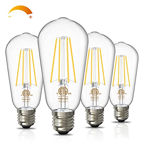 Volxon Dimmable E26 Edison Bulbs 60 Watt LED Equivalent, Vintage Style Antique Light Bulbs, 6W 2700K Warm White, High Brightness 800LM, LED Filament Bulb, 95+ CRI, ETL Listed(4 Pcs)