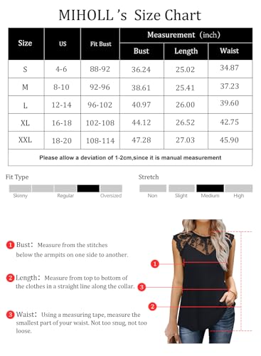MIHOLL Womens Summer Lace Cami Shirt Round Neck Sleeveless Ruffle Blouses Dressy Casual Tank Tops(Blue Green, Medium)