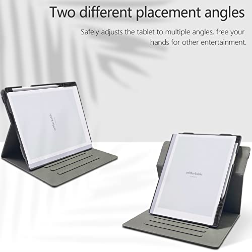 E NET-CASE Case for Remarkable 2 Tablet 10.3 inch (2020 Released) - New Upgraded Design 360 Degree Rotating Stand Cover for Remarkable 2 Digital Paper with Pencil Holder (Black)