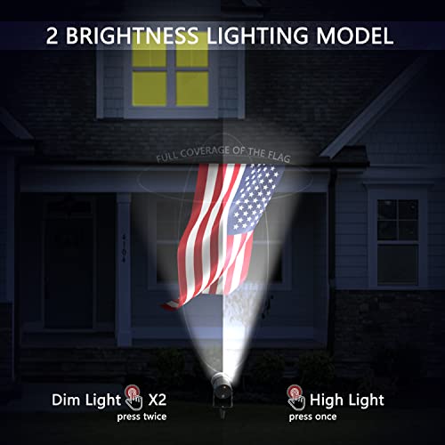 Ofuray Solar Flag Pole Light Outdoor,Dimmable Brightest Flag Pole Light Solar Powered, American Flag Coverage Led Solar Flag Pole Lights Outdoor Dusk to Dawn fit 1.5''-4'' Flagpole for House
