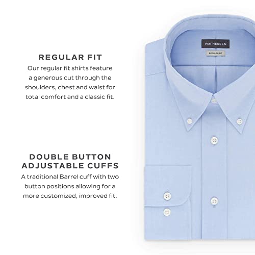 Van Heusen Men's Dress Shirts Regular Fit Silky Poplin Solid, Periwinkle, 14.5"-15" Neck 32"-33" Sleeve