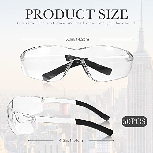 Queekay 50 Pcs Safety Glasses Impact UV Scratch Glasses Bulk Eye Protection for Men Working Lab Construction Science(Clear)