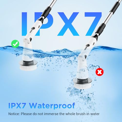 Electric Spin Scrubber, 2024 New Bathroom Cleaner, Power Shower Cleaning Brush with Extendable Handle & 4 Brush Heads, Shower Scrubber for Bathtub Tile Grout Kitchen Window and Floor