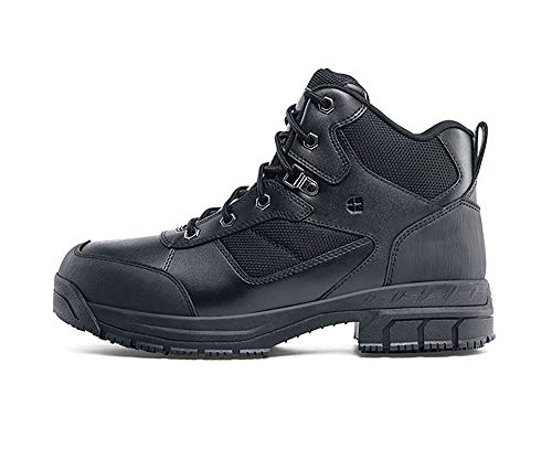 Shoes for Crews Voyager II, Men's, Women's, Unisex Steel Toe (ST) Work Boots, Slip Resistant, Water Resistant, Black, Men's 7.5 / Women's 9 Wide